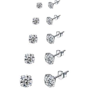 5 Pairs Earrings for Women Cubic Zirconia Diamond Earrings Set Womens Earrings Studs Hypoallergenic Earrings for Teen Girls Stud Earrings for Men 3-7mm 