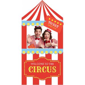 Honoson Circus Ticket Booth Photo Prop 63 Inch Circus Theme Party Decorations, Large Ticket Booth Cardboard Cutout Backdrop for Carnival Game, Birthday, Spring School Events