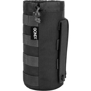 Gonex Tactical MOLLE Water Bottle Pouch, Drawstring Open Top & Mesh Bottom Travel Water Bottle Bag Hydration Carrier (Black)