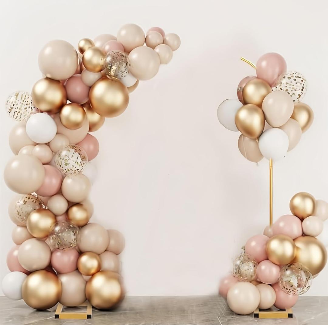 Balloon Arch Stand Set of 2 - Metal Backdrop for Wedding, Birthday, Anniversary, Bridal and Baby Shower - Flower and Floral Arch for Ceremony, Gold
