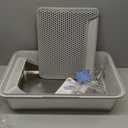 Stainless Steel Litter Box | XL Enclosed Cat Litter Boxes with Lid for Big Cats | High Sided, Anti-Urine Leakage | Non-Stick Bottom & Includes Litter Mat & Metal Scoop