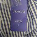 chouyatou Women's Summer Striped Midi Long Shirt Dress Casual Loose Short Sleeve Button Down Dress, L