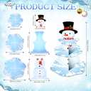 5 x Zopeal 3 Tier Winter Cupcake Stand Snowman Cake Holder Cardboard Xmas Cupcake Holder Snowflake Round Shape Cake Stand for Winter Frozen Holiday New Year Wedding Birthday Party Supplies