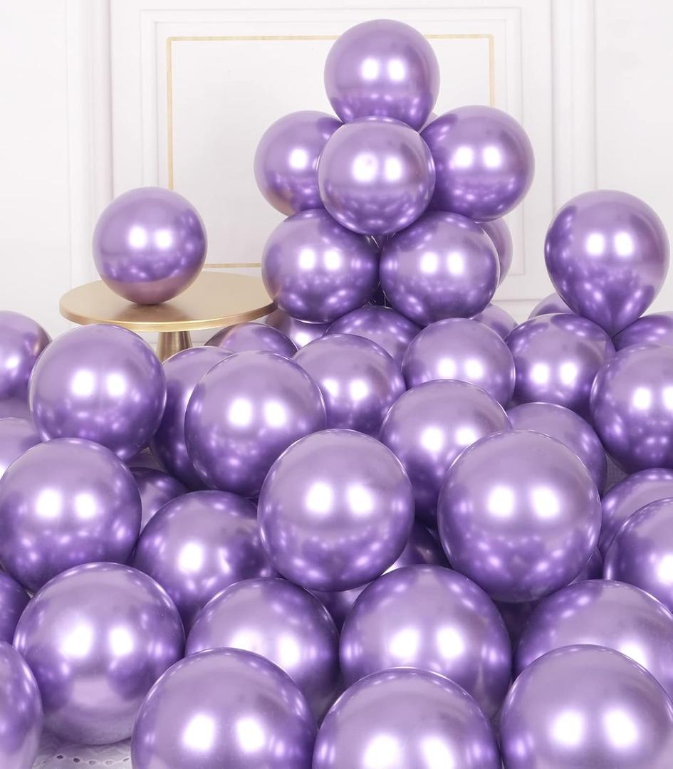 AULE Metallic Purple Balloons 5 inch 50 Pcs Dark Purple Latex Balloons Chrome Helium Shiny Thicken Balloon Perfect Party Decoration for Wedding Birthday Baby Shower Graduation Christmas Carnival