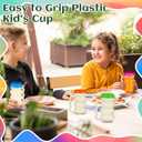 FoldTier 6 Pcs Sip a Mug 14 oz Easy to Grip Plastic Kid's Cup Where the Handle Is the Straw Clear Sippy Cups Spill Proof Mug for Everyday Use for Kids Elderly Disabled and Handicapped, 3 Colors Lid