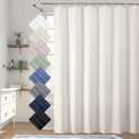 Aiyufeng Extra Long Cream Shower Curtain 72 x 84 inches Long, 3D Embossed Textured Fabric Shower Curtain for Bathroom, Water Repellent, Machine Washable