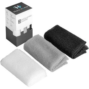 Exfoliating Body Washcloth Variety Pack (3pc) - Soft, Medium & Hard - Nylon Body Scrub Cloth (11.8" X 35.4") - Ideal Bath Shower Back Scrubber for Men & Women - Enhances Skin Beauty