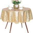 JYFLZQ Light Gold Sequin Tablecloth - 50" Small Round Sparkly Glitter Table Cover Overlay Shimmer Table Cloth, Perfect for Wedding, Birthday Party, Baby & Bridal Shower