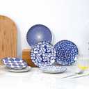 Selamica Ceramic Dessert Plates Set of 6, 6 Inch Appetizer Plates for Kitchen, Microwave & Dishwasher Safe, Vintage Blue