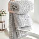 ZTGL Weighted Blanket, Faux Rabbit Fur Throw Blanket, Elegant Cozy Throw Decorative Blanket, Reversible Soft Warm Comforter, Winter Warm Luxury Plush Fluffy Bedding,Light Gray,180x220cm(3.5kg)