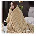 Heated Throw Blanket, Faux Fur Cozy Heating Blanket with Overheat Protection, 1/2/4/6/8 Hours Auto-Off 10 Heat Level, Machine Washable (50x60 Inches, Beige)