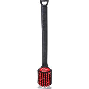 Kingsford Grill Cleaning Brush and Scraper with Nylon Bristles, Bottle Opener, and Rubber Handle - Heavy Duty BBQ Grill Scrubber for Outdoor Grill Cleaner, Barbecue Brush, 17 Inch