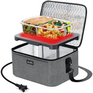 Aotto Portable Oven Electric Lunch Box Food Heater - 80W Heated Lunch Box Food Warmer for Adults, Work, Travel, Home Kitchen - Cook, Reheat, and Keep Warm 110V/120V