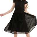 PATPAT Girls Casual Ruffle Sleeves Dresses A-line Elegant Midi Party Dress 5-14 Years (12-13 Years)