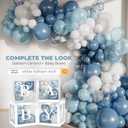 44-Piece Baby Shower Decorations for Boy or Girl - 4 Boxes with Letters and 32 Balloons - Dusty Blue and White (Boho Aesthetic) - Gender Reveal Party Supplies - Photo Shoot Backdrop