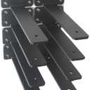 8 Pack - 8 inch Black Hidden L Shelf Bracket (1/5 Inch Thicked) Iron Floating Shelf Brackets Rustic Industrial Metal Brackets for Shelf Support