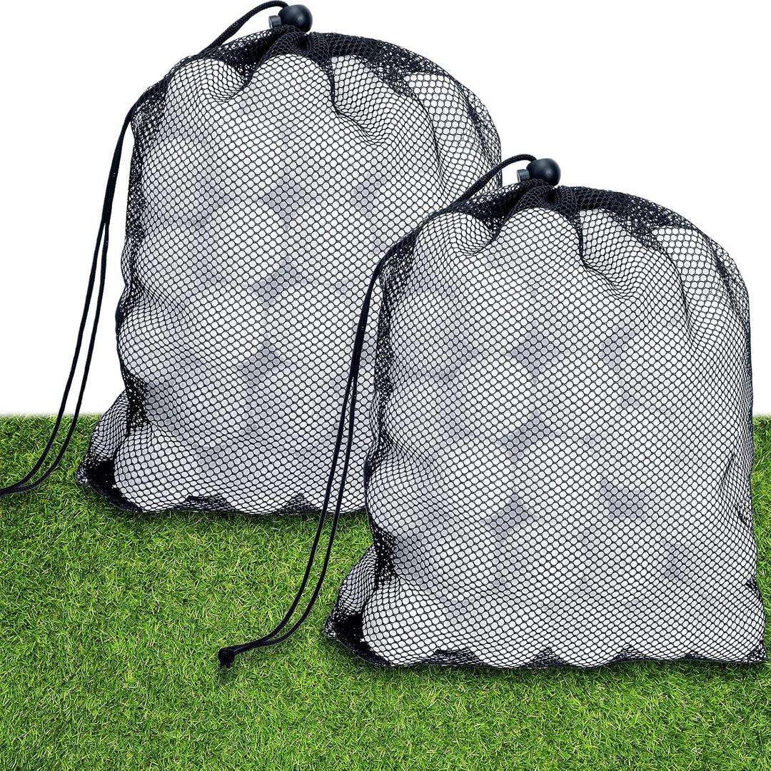 Yunsailing 120 Pcs Plastic Practice Golf Balls Bulk Hollow Training Golf Balls with 2 Pcs Mesh Drawstring Storage Bags for Indoor Outdoor Training and Practice (White)