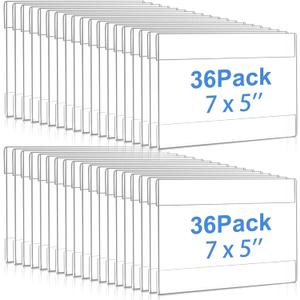 Maitys 36 Pcs Acrylic Wall Mounted Sign Holder Vertical Plastic Clear Frames No Drilling Wall Mounted Sign Holder with Adhesive Tape for Displaying Document Flyer Poster (5 x 7 Inch)