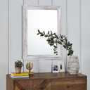 AAZZKANG Mirrors for Wall Rustic Wood Framed Hanging Mirror 20"x16" Decorative for Farmhouse Bedroom Bathroom Living Room Entryway Hallway White