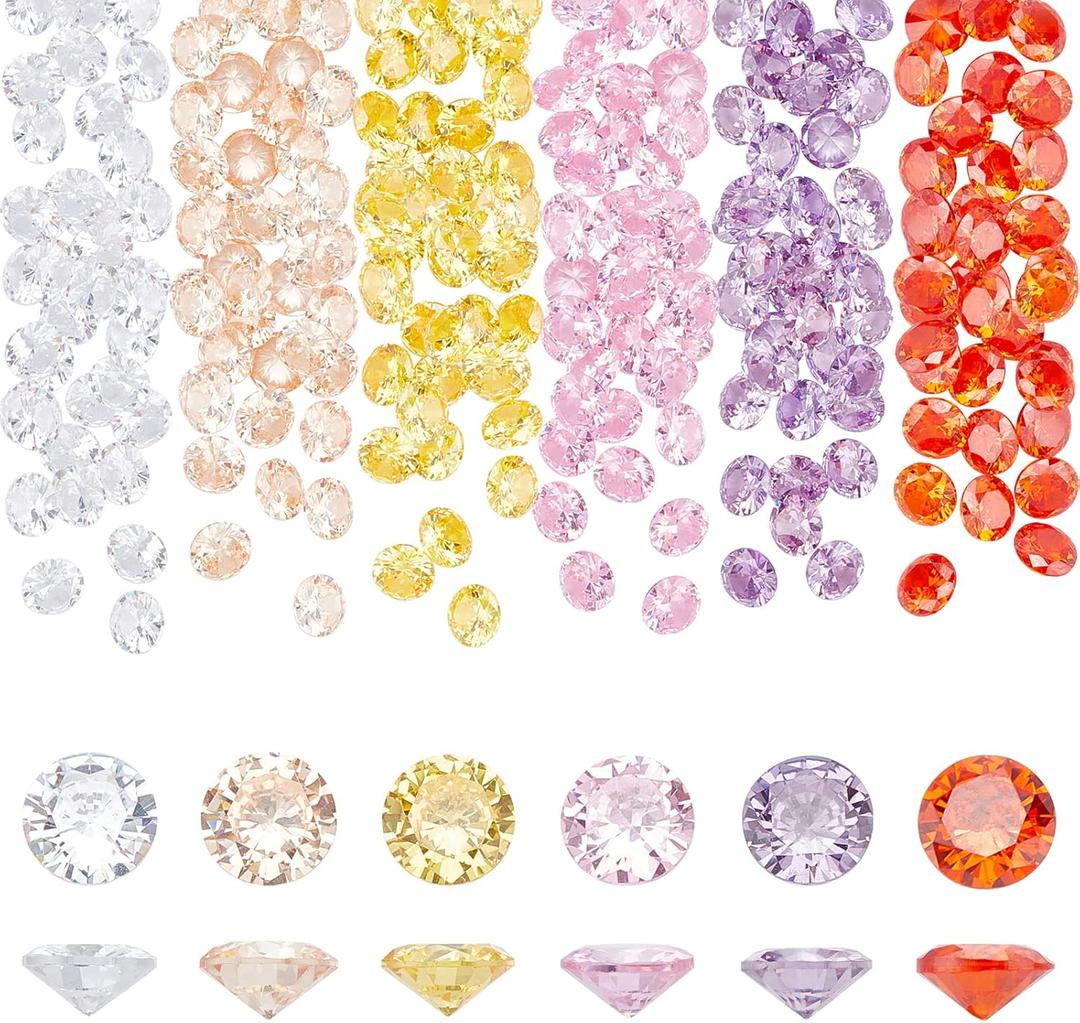 PandaHall 6 Colors 5mm Cubic Zirconia Stone Pointed Back Rhinestones 120pcs Round Faceted Stone Crystal Diamante Rhinestones for Earring Bracelet Pendants Jewelry Embellishment DIY Craft Making