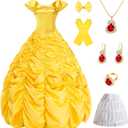 Akokvlar Yellow Princess Costume for Women Adult Halloween Party Dress (Yellow, Medium)