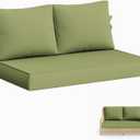 Outdoor Loveseat Cushion Set 46x26x5 Inch Waterproof Weather & Fade Resistant Furniture Cushions, Removable Deep Seat Cushions with Zipper & Non-Slip Straps for Patio, Sofa, Garden Chair, Light Green