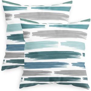 CaliTime Throw Pillow Cases Pack of 2 Cozy Fleece Abstract Geometric Texture Decorative Cushion Covers for Couch Bed Sofa Farmhouse Decoration 18 X 18 Inches Teal