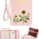 Bible Cover Case for Women, PU Leather Bible Case for Christian, Large Bible Bag with Multiple Pockets Handle & Zippered, Church Carrying Case, Gift for Lady Girl, Pink