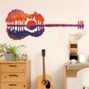 KOYILTD Rustic Metal Wall Decor Music Is What Feelings Sound Like Guitar Pick Wall Sculpture Guitar Wall Art Metal Guitar Wall Decor Gifts for Music Lovers (Abstract), 29.8"L x 11.6"W