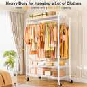 ULIFHOME P7 Rolling Clothes Rack, Clothing Racks for Hanging Clothes, Heavy Duty Garment Rack with Wheels, 3 Tiers Freestanding Portable Closet Rack 45''W 20.5''D 80.5''H, Max Load 480 lbs, White