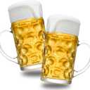 Yesland 2 Pack Beer Mug for Freezer, 1.2 L /40 oz Glass Beer Stein Mugs with Handle Large Heavy-Duty Beer Cups Drinking Glassware Pub Drinking Mugs for Bar, Alcohol, Beverages, Men, Clear