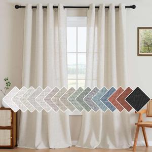 H.VERSAILTEX Living Room Linen Curtains Home Decorative Nickel Grommet Curtains Privacy Added Energy Saving Light Filtering Window Treatments Draperies for Bedroom, Ivory, 2 Panels, 52 x 96 - Inch