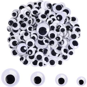 200 Pieces Wiggle Eyes, FEBSNOW Googly Eyes Self Adhesive Black White Plastic Googly Eyes Mixed Assorted Sizes Sticker Eyes for DIY Crafts Decoration(15mm -30mm)
