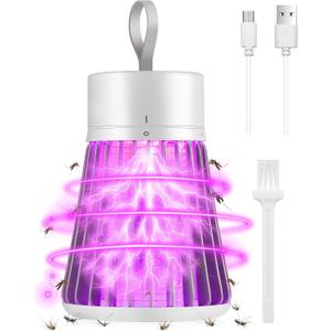 Bug Zapper Indoor, Portable Mosquito Zappers Killer, USB Power & Rechargeable Electric Fly Swatter Zapper, Mosquito Repellent Outdoor Patio, Flying Trap for Home Camping, Lightweight, Satety Gird, White 