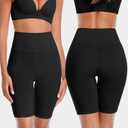 Women's High Waisted Biker Anti Chafing Cotton Slip Boy Underwear Yoga Workout Shorts (Black, L)