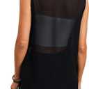 Prettywear Sheer Sleeveless Blouses for Women 2026 See Through Chiffon Sexy Going Out Party Club Tops Button Bow Tie Shirts (Black, S)
