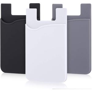 Silicone Mobile Phone Back Double Layers Card Holder Wallet 3M Stick On Adhesive