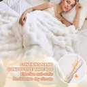 Faux Fur White Throw Blanket for Couch - Super Soft Heavy Flufyy Thick Bubble Throw Blankets for Bed Bedroom Living Room Farmhouse Sofa Chair Fall Winter Warm, 90x90 Inch