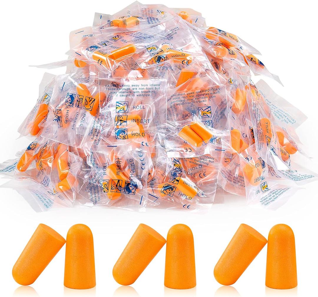 100 Pairs Orange Foam Ear Plugs - 33dB NRR Highest Protection, Soft & Comfortable Noise Canceling Earplugs for Sleeping, Work, Snoring, Construction, Loud Noise