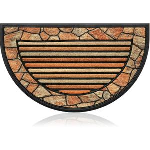 Extra Durable, Superior Absorption, Front Door Mat for Outdoor & Indoor - Welcome Mat for Entryway, Entrance, Patio, Porch - Waterproof, Non-Slip Backing, Coarse Fibers (Semicircle Mosaico,18x30)