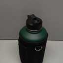 Half Gallon Water Bottle Insulated with Straw & 3 Lids, Coolflask 64 oz Water Jug Large Metal Stainless Steel Wide Mouth for Sports, Gym or Office, Non-BPA Keep Cold 48H Hot 24H, Dark Green