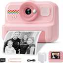 HiMont Kids Camera Instant Print, 1080P HD Instant Print Camera for Kids with 3 Rolls Print Paper & 32GB Card, Selfie Digital Camera for Kid, Ideal Kid Toys Gifts for Boys & Girls Age 3-14 (Pink)