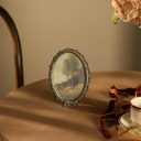 NIKKY HOME Vintage Photo Frame 4x5, Antique Oval Picture Frames, Bronze Gold Decorative Photo Frame with Stand and Glass Front for Tabletop Photos Display Gift Ideas, 3.5x5"