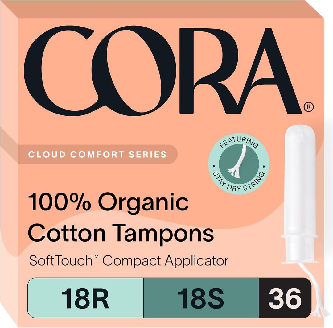 Cora Organic Tampons Multipack (18 Regular, 18 Super Tampons)