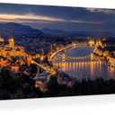 Wrapped Canvas Wall Art - Thomas D Morkeberg 'Panorama Of Budapest' Wall Art for Living Room, Bedroom, or Office Dcor - 16x47