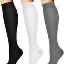 Laite Hebe 3 Pack Compression Sock-Compression Sock For Women and Men Circulation -Best for Running,Athletic Sports (Large-X-Large, 02-black/White/Grey)