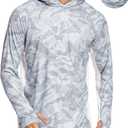 COOrun Men's Hooded Sun Shirts with Mask Fishing Shirts for Men Long Sleeve UPF 50 Rash Guards Cooling Hoodies Hiking Shirts (Medium, Grey)