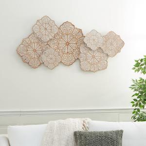 Deco 79 Wood Floral Home Wall Decor Intricately Carved Wall Sculpture, Wall Art 53" x 2" x 26", White