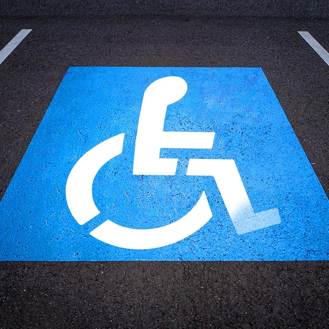 Handicap Parking Stencil, 36"x36" Reusable Silicone Parking Lot Stencils for Disabled for Painting, 1mm Thickness, Foldable & Flexible, Ideal for Asphalt, Concrete, and Pavement Making
