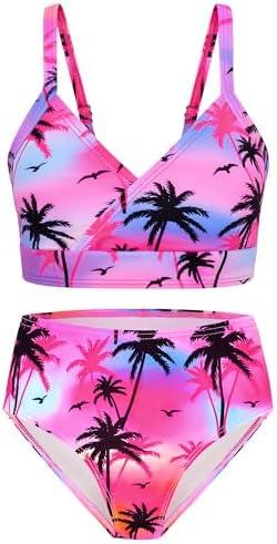 Sylfairy Girls Swimsuits 2 Piece Bikini Set Adjustable Shoulder Straps Swim Suit Kids Bikini Size 8